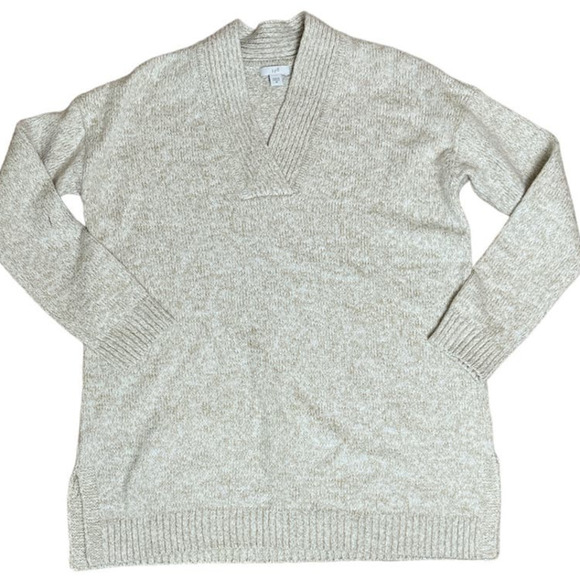 J. Jill Sweater, Pullover with Split Neck, Cotton Blend, Cream Knit, Size XS - Picture 1 of 5